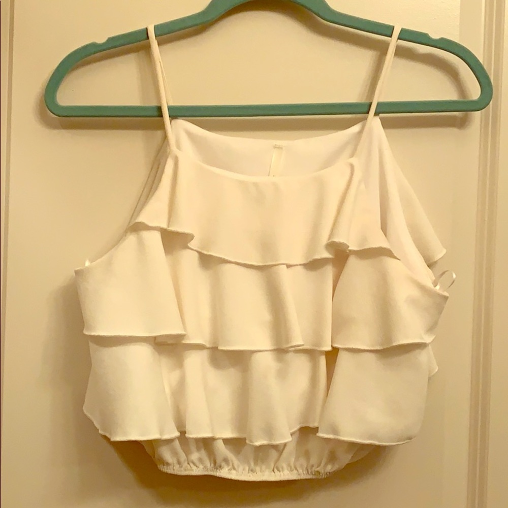 Sage Ruffled Crop Top